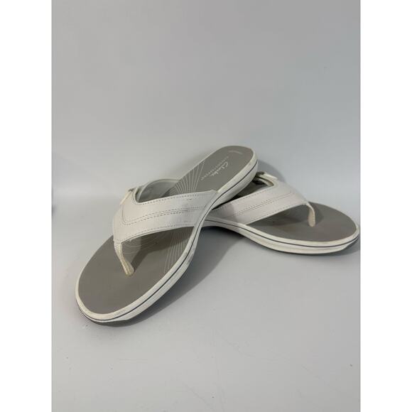 Clarks Size 8 M Women's White Breeze Reyna Cloudsteppers Flip-Flop Sandals - Picture 4 of 9